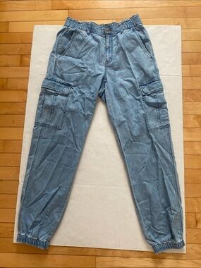 American Eagle Jogger style Chambray Jeans with elastic fitted ankle Size 4
